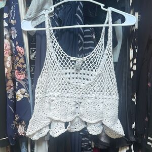 White Crochet Women Crop Top